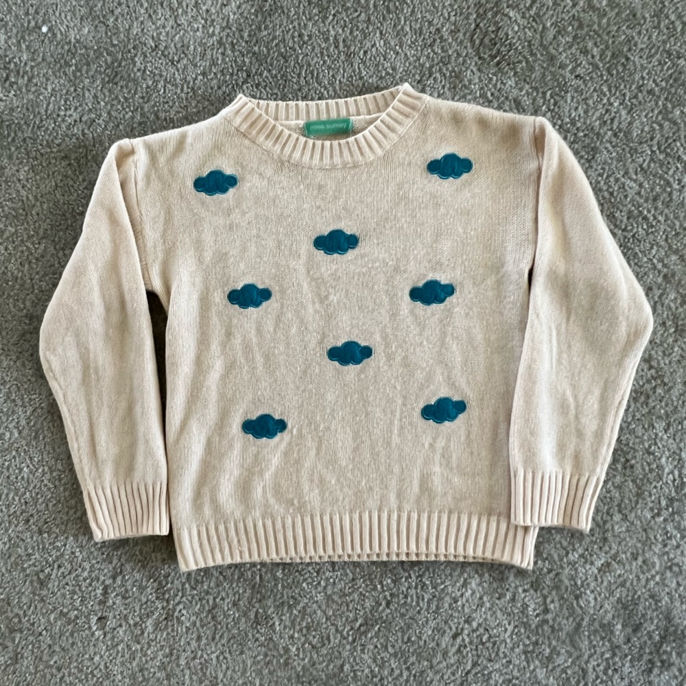 Cream and Blue Cloud Sweater